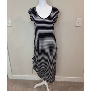 Toad & Co Dress Short Sleeve Samba Muse Dress Small Navy Blue White Strip